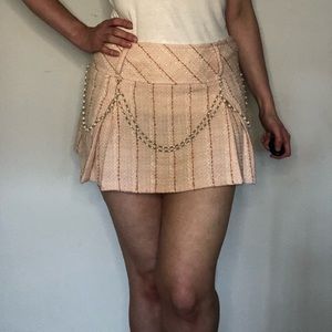 Forever 21 Pink Tweed Skirt with Pearl Belt